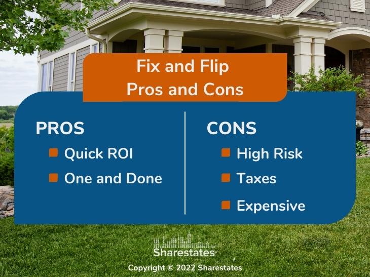Callout 2: Fix and Flip Pros and Cons - Pros - 2 bullet points Cons-3 bullet points